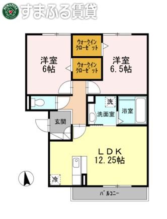 ブロッサム A棟(2LDK/3階)の間取り写真