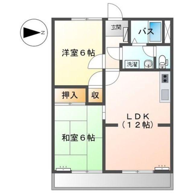 サンシティ有貝(2LDK/2階)の間取り写真
