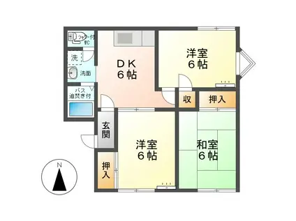 アトウレあすかA(3DK/1階)の間取り写真