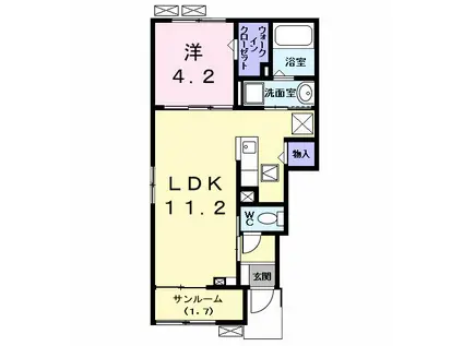 カンファタブルKII(1LDK/1階)の間取り写真