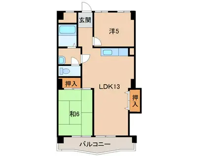 砂山パークハイツ(2LDK/4階)の間取り写真