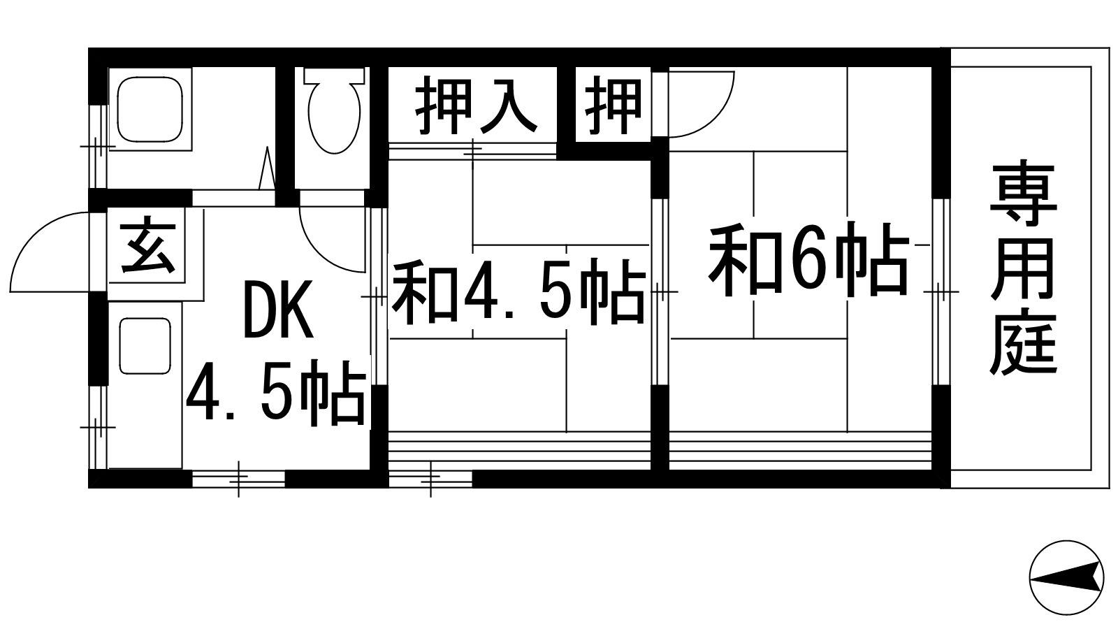 大芝コーポ 西棟(2DK/1階)の間取り写真