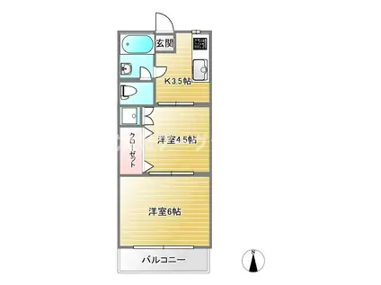 中馬込1丁目マンション(2K/1階)の間取り写真