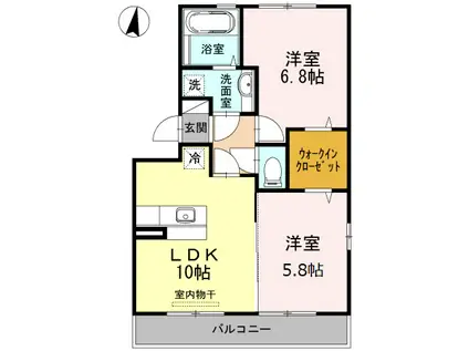 リベールIII(2LDK/2階)の間取り写真