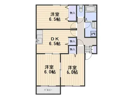 ドリームタウンII ダンボ(3DK/2階)の間取り写真