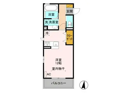 カサブランカ(ワンルーム/3階)の間取り写真