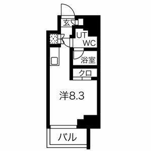 スパシエロッサ横浜吉野町(ワンルーム/9階)の間取り写真