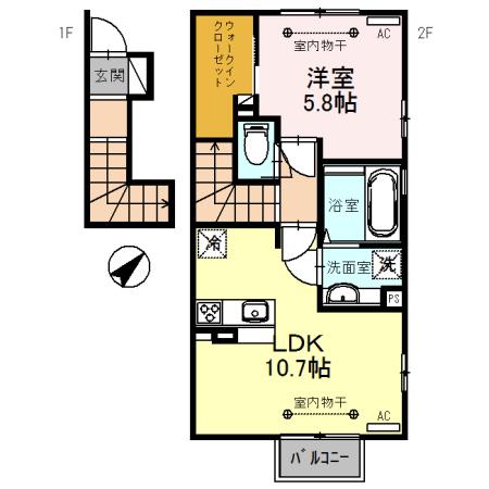 アン・ファミーユ(1LDK/2階)の間取り写真