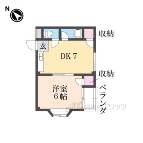 フリーディオ中木田(1DK/1階)の間取り写真