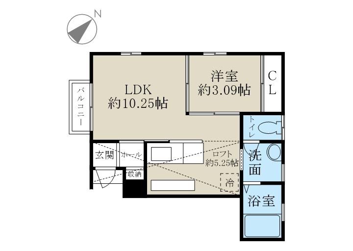 LUNA(1LDK/1階)の間取り写真