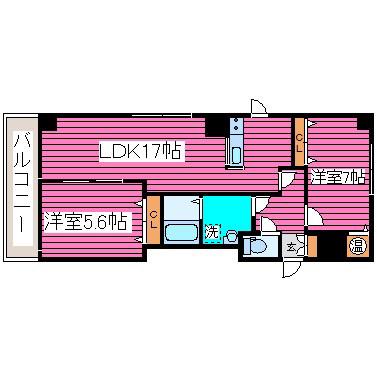 ブリーズN36(2LDK/6階)の間取り写真
