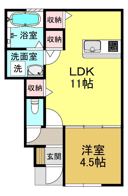 プチメゾン有井(1LDK/1階)の間取り写真