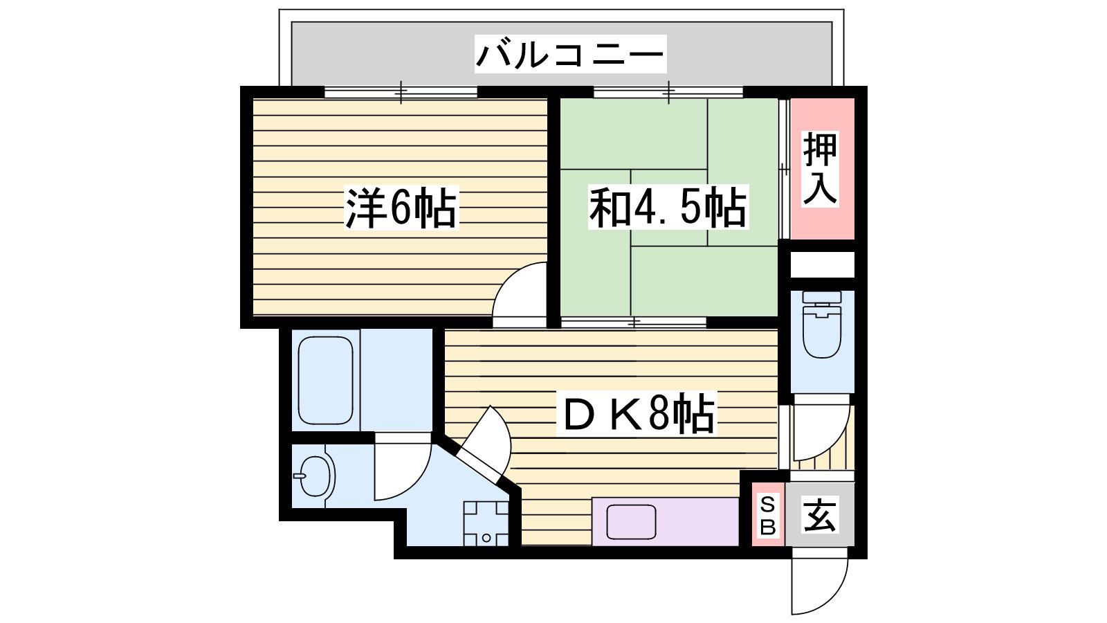 ファーストハウス(2DK/1階)の間取り写真