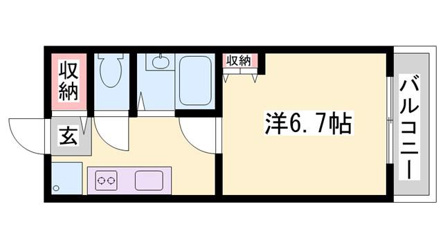 ジュネス城北新町III(1K/2階)の間取り写真
