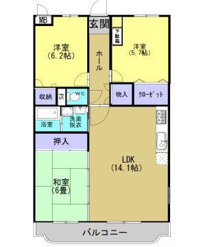 サンテミリオン山下(3LDK/3階)の間取り写真