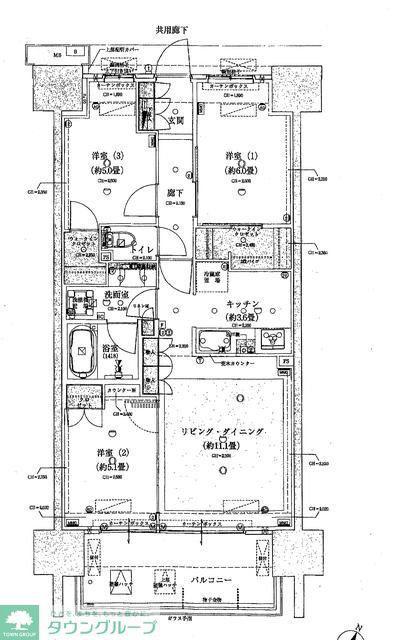 SHINTO CITY H棟(3LDK/15階)の間取り写真