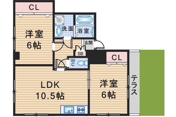 ヴェール曽根(2LDK/1階)の間取り写真