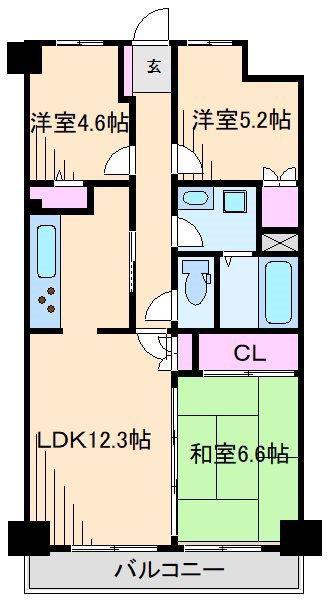 アーバンパーク三ツ池公園 S棟(3LDK/3階)の間取り写真