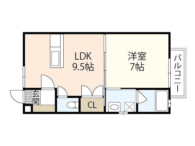フォーサイト高須台(1LDK/2階)の間取り写真