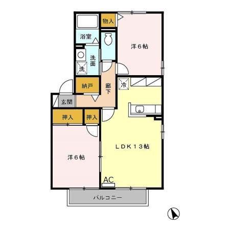ル・アンソレイエ(2LDK/2階)の間取り写真