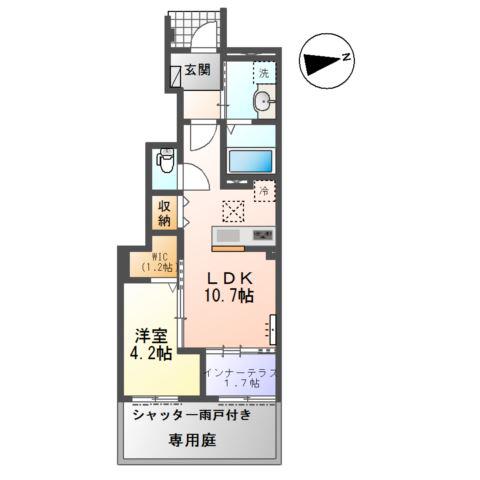 光明寺字山屋敷アパート(1LDK/1階)の間取り写真