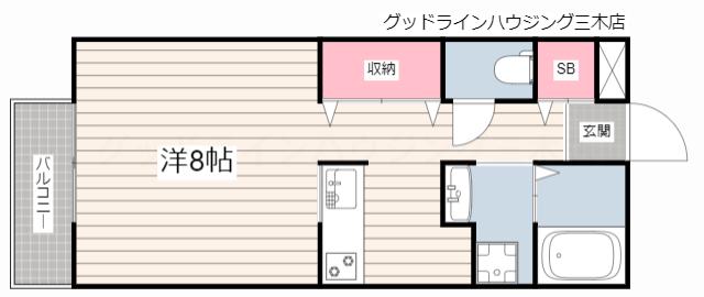 プレミールえびす(ワンルーム/2階)の間取り写真