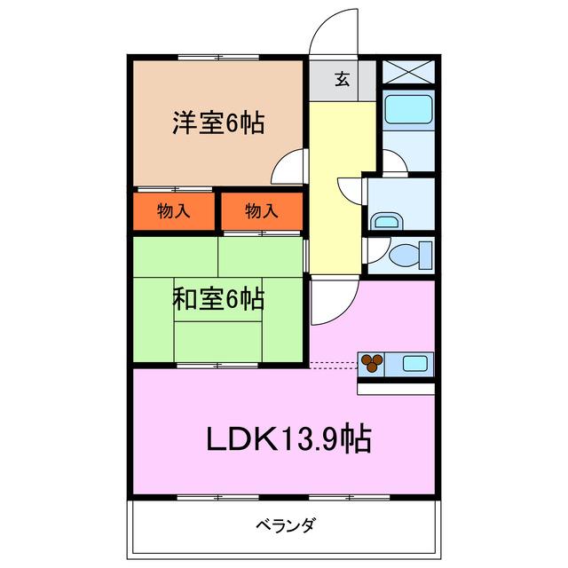 ヴィオラ日進(2LDK/2階)の間取り写真