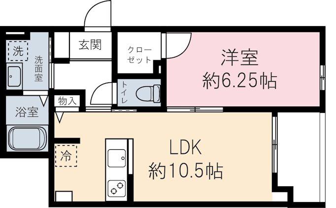 高砂3丁目パレス(1LDK/3階)の間取り写真