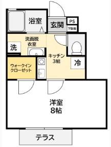 PROGRESS A棟(1K/1階)の間取り写真