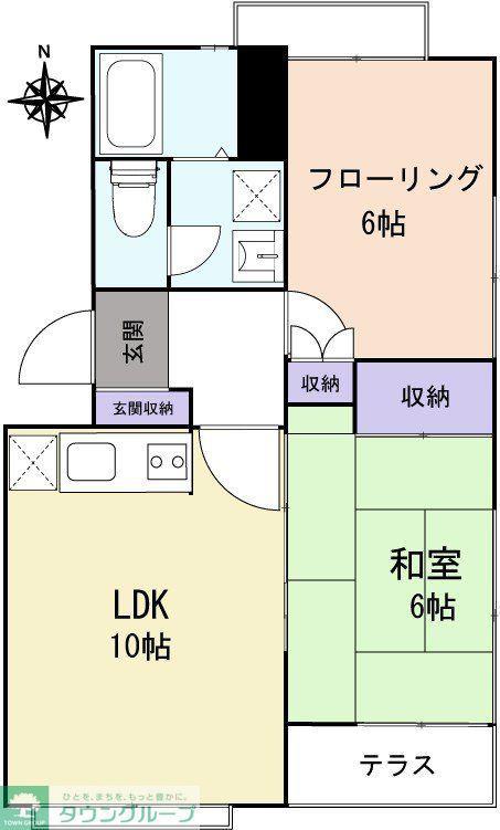 ＪＲ南武線 西国立駅 徒歩9分 4階建 築38年(2LDK/1階)の間取り写真