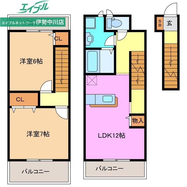 マオリッツB棟(2LDK/2階)の間取り写真