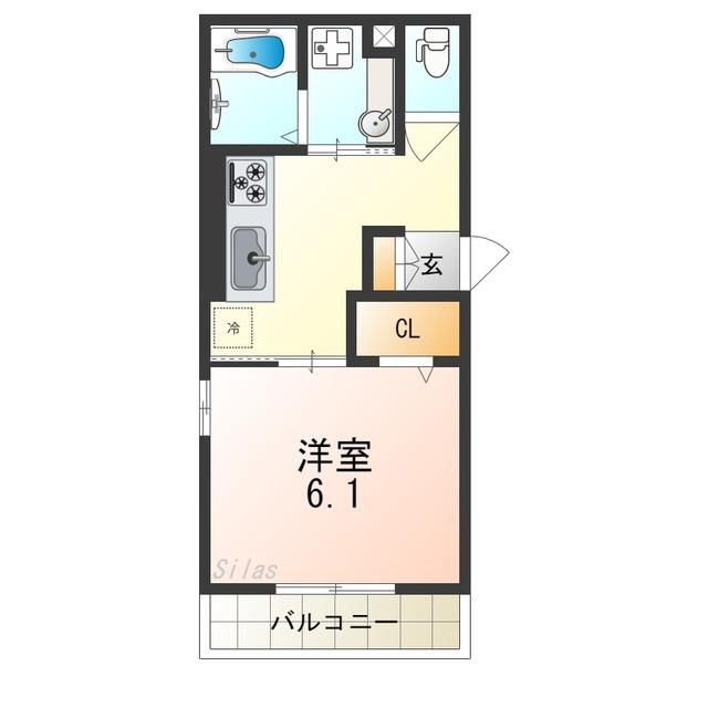 VILLA北花田D-ROOM(1K/2階)の間取り写真