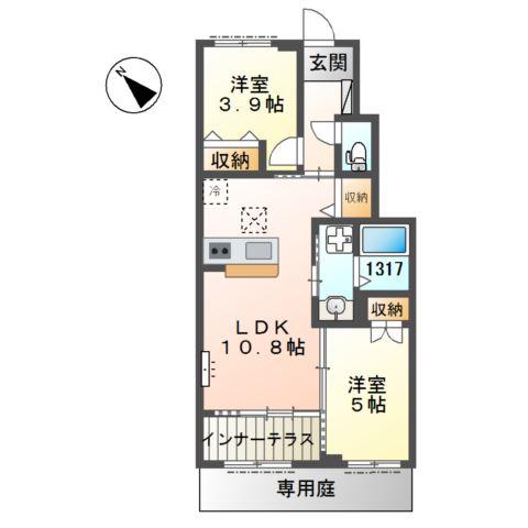 セイクレストA(2LDK/1階)の間取り写真