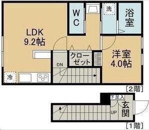 シャルム泉中央(1LDK/2階)の間取り写真