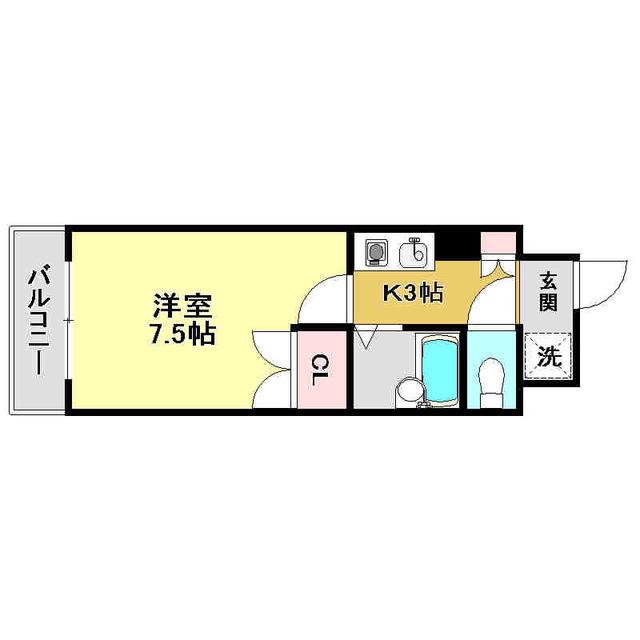 カーサグラン高知(1K/4階)の間取り写真