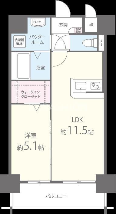 テイルガーデン博多(1LDK/8階)の間取り写真