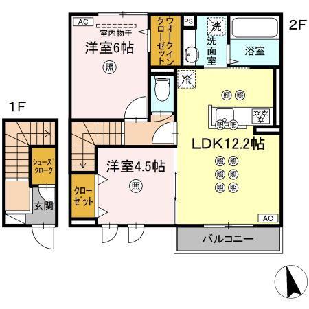 アルカンシェル(2LDK/2階)の間取り写真