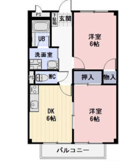 クレセール越野A棟(2DK/1階)の間取り写真