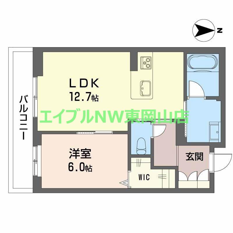 ＪＲ山陽本線 岡山駅 徒歩10分 2階建 新築(1LDK/2階)の間取り写真