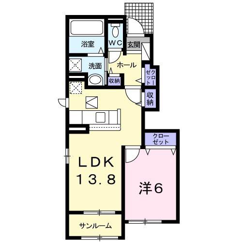 ベル・ルーチェ(1LDK/1階)の間取り写真