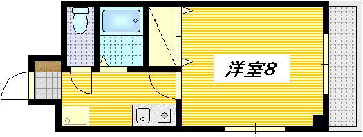 シャルマン出汐(1K/2階)の間取り写真
