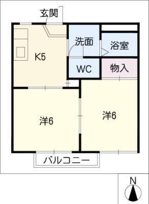 クレール(2K/1階)の間取り写真