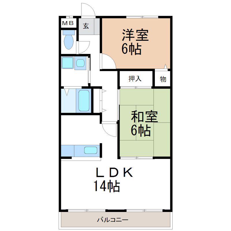 サザンクロス(2LDK/5階)の間取り写真