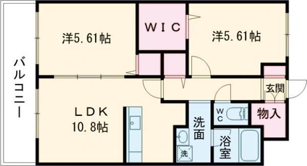 プレアデス(2LDK/2階)の間取り写真