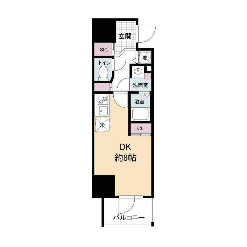 METROSA谷町六丁目ノース(ワンルーム/12階)の間取り写真