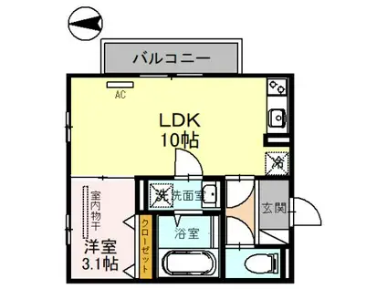アクシス北野田(1LDK/3階)の間取り写真