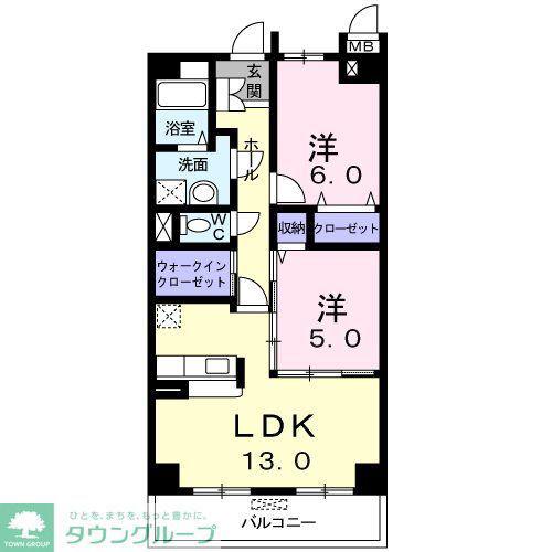 プレジールII(2LDK/2階)の間取り写真