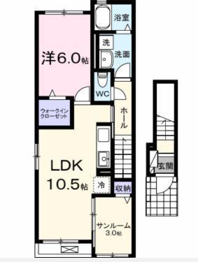 コーポサンシャイン I(1LDK/2階)の間取り写真