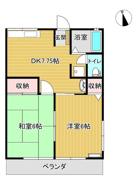 プレアド大宮(2DK/2階)の間取り写真