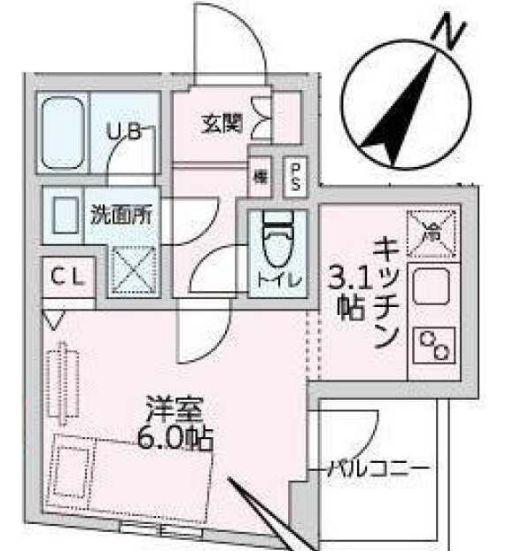 YKマンション(1K/3階)の間取り写真